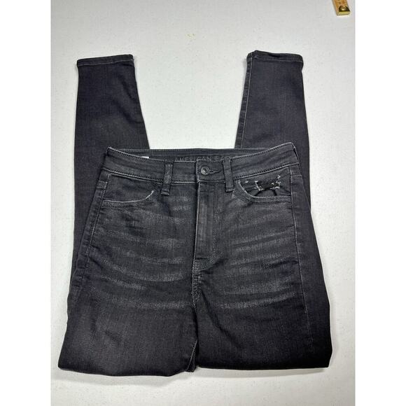 American Eagle Charcoal Super High Rise Distressed Jogging Size 4short - Picture 1 of 7